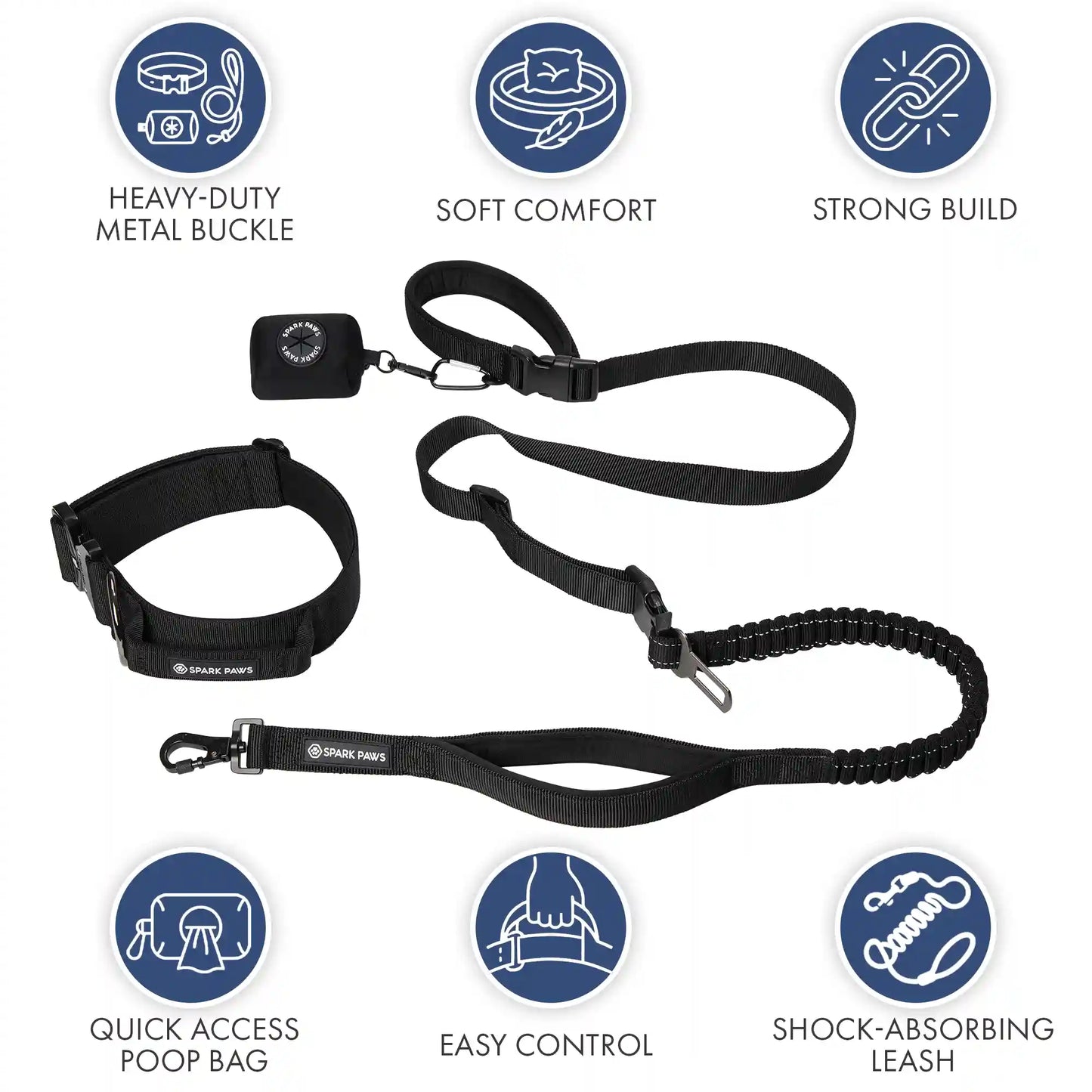 Comfort Control Collar and Multipurpose Leash Set - Black