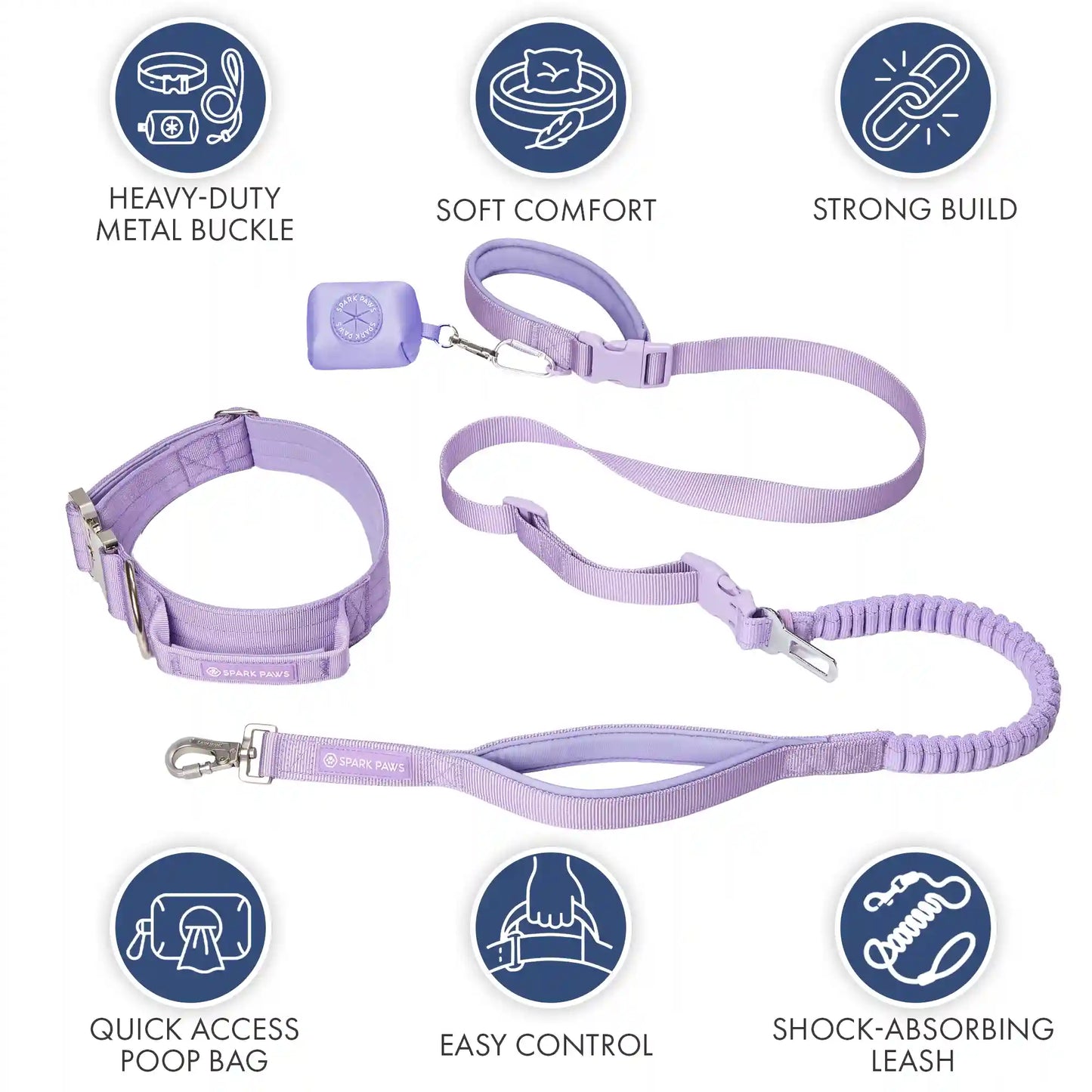 Comfort Control Collar and Multipurpose Leash Set - Lilac