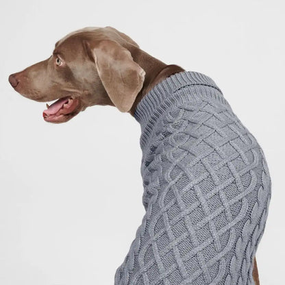 Cable Knit Dog Sweater - Grey