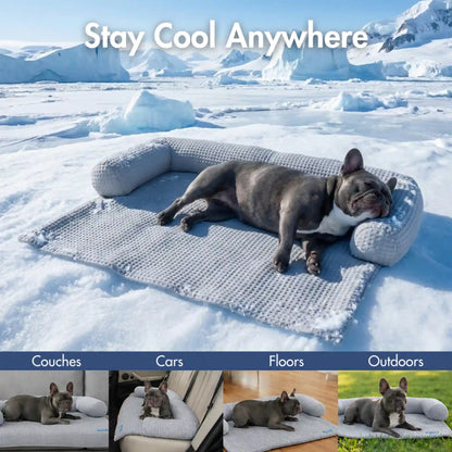 Frostcore™ Cooling Couch Cover Dog Bed and Cooling Mat Set - Waffle Grey