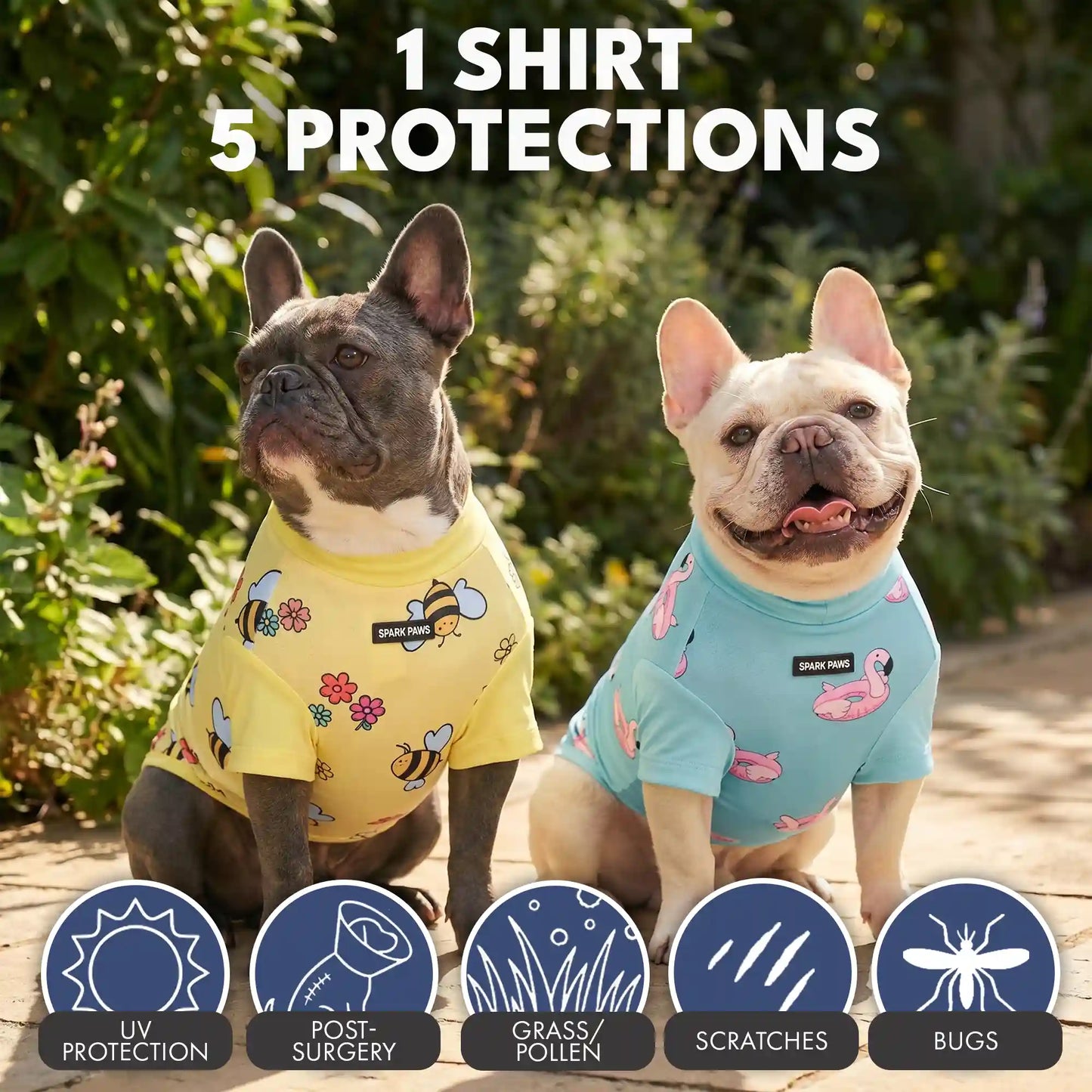 Sunblock Dog T-Shirt (2-pack) - Bees Flamingo