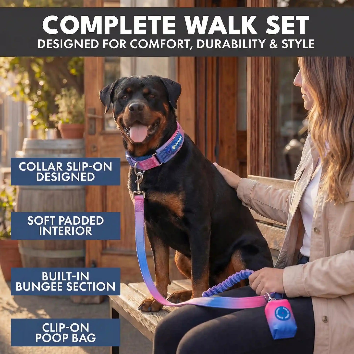 Martingale Collar and Multipurpose Leash Set - Snow Cone