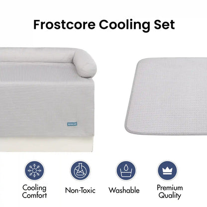 Frostcore™ Cooling Couch Cover Dog Bed and Cooling Mat Set - Waffle Grey