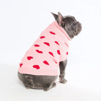 Hearts Knit Dog Sweater
